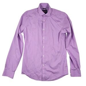 Egara Mens Skinny Fit Stretch Dress Shirt Purple Lilac 15 34/35 Long Sleeve